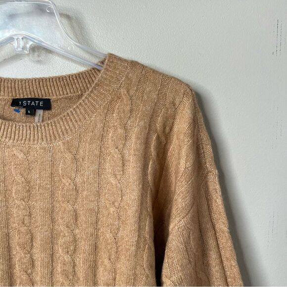1. State Evermore Wild Oak Cable Knit Crewneck Oversized Pullover Sweater SZ L - Picture 4 of 14